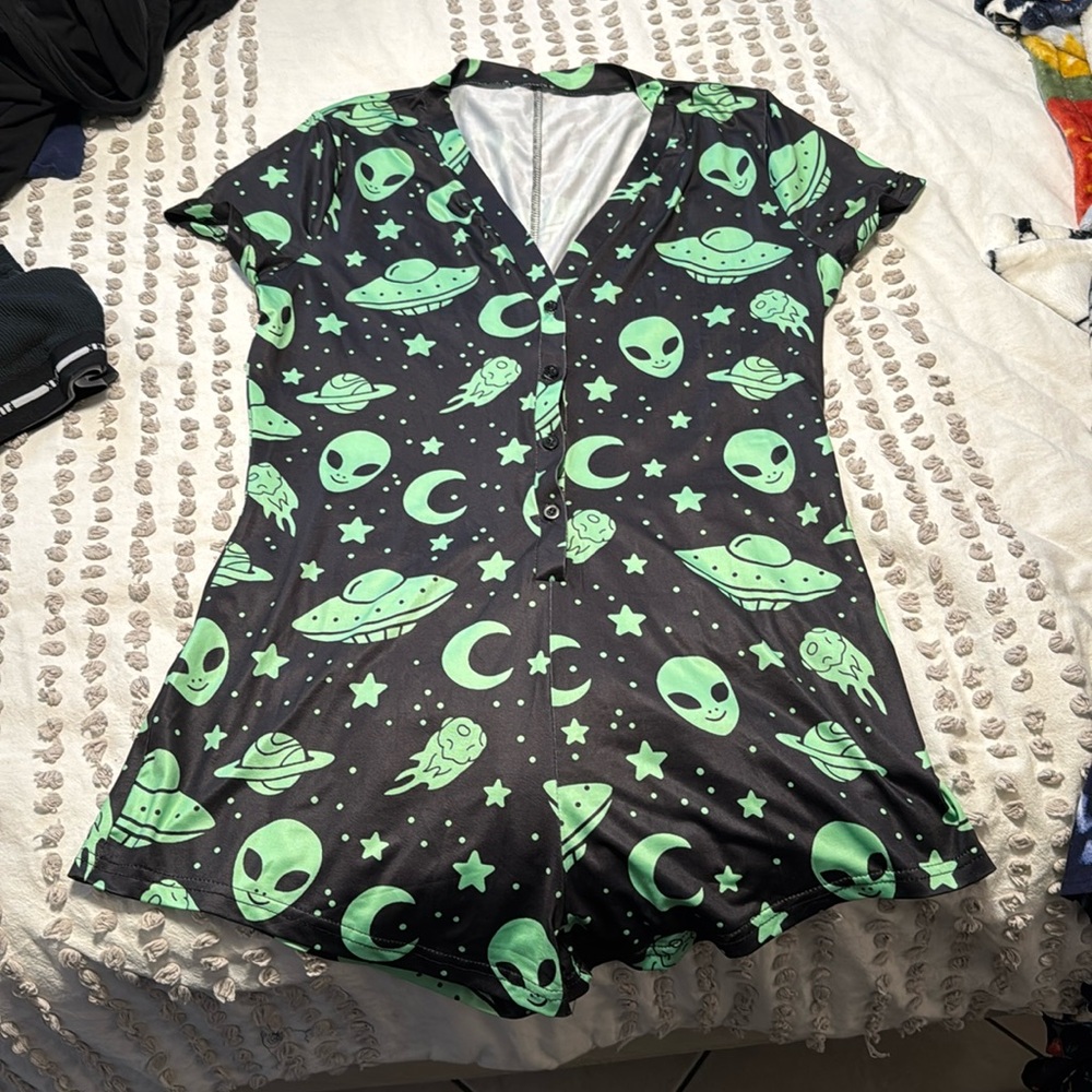 Alien romper pajamas